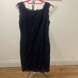 Adrianna Papell Sleeveless Navy Lace Sheath Dress size 6